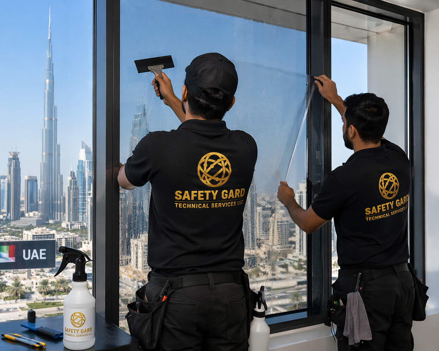 High-performance solar control window film installed on glass facade